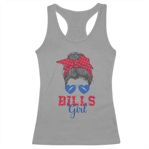 Bills Girl Messy Bun Racerback Tank Top Funny Sports Fan Team TS02 Sport Gray Print Your Wear