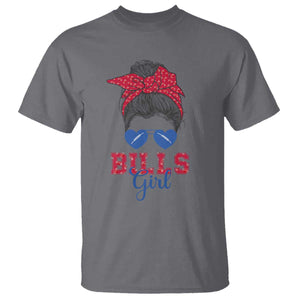 Bills Girl T Shirt Messy Bun Funny Sports Fan Team TS02 Charcoal Print Your Wear