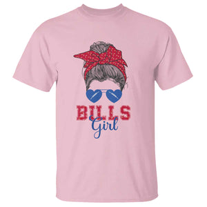 Bills Girl T Shirt Messy Bun Funny Sports Fan Team TS02 Light Pink Print Your Wear