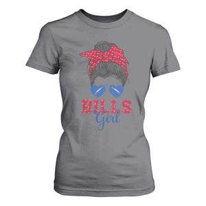 Bills Girl Messy Bun T Shirt For Women Funny Sports Fan Team TS02 Charcoal Print Your Wear
