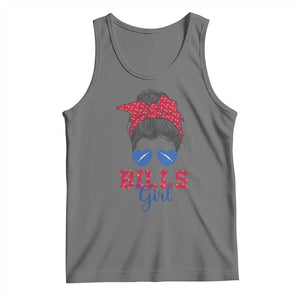Bills Girl Tank Top Messy Bun Funny Sports Fan Team TS02 Black Heather Print Your Wear