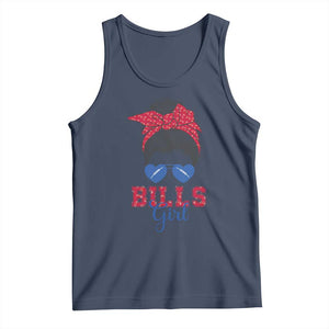 Bills Girl Tank Top Messy Bun Funny Sports Fan Team TS02 Navy Print Your Wear