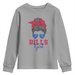 Bills Girl Messy Bun Youth Sweatshirt Funny Sports Fan Team TS02 Sport Gray Print Your Wear
