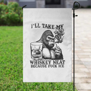 I'll Take My Whiskey Neat Because F Ice Garden Flag Smoking and Drinking Bigfoot Subtle Political Resistance TS02 Print Your Wear