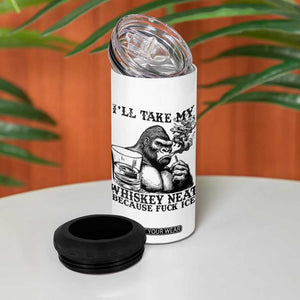 I'll Take My Whiskey Neat Because F Ice 4 in 1 Can Cooler Tumbler Smoking and Drinking Bigfoot Subtle Political Resistance TS02 Print Your Wear