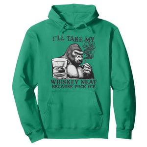 I'll Take My Whiskey Neat Because F Ice Hoodie Smoking and Drinking Bigfoot Subtle Political Resistance TS02 Irish Green Print Your Wear