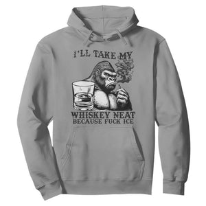 I'll Take My Whiskey Neat Because F Ice Hoodie Smoking and Drinking Bigfoot Subtle Political Resistance TS02 Sport Gray Print Your Wear