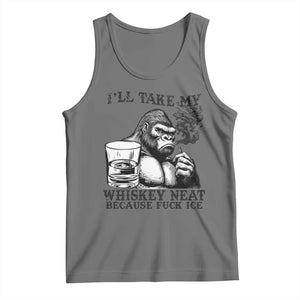 I'll Take My Whiskey Neat Because F Ice Tank Top Smoking and Drinking Bigfoot Subtle Political Resistance TS02 Black Heather Print Your Wear