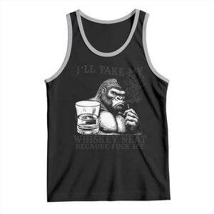 I'll Take My Whiskey Neat Because F Ice Tank Top Smoking and Drinking Bigfoot Subtle Political Resistance TS02 Black Athletic Heather Print Your Wear