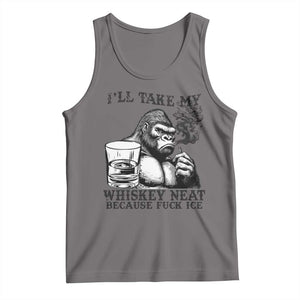 I'll Take My Whiskey Neat Because F Ice Tank Top Smoking and Drinking Bigfoot Subtle Political Resistance TS02 Deep Heather Print Your Wear