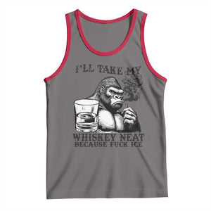 I'll Take My Whiskey Neat Because F Ice Tank Top Smoking and Drinking Bigfoot Subtle Political Resistance TS02 Deep Heather Red Print Your Wear