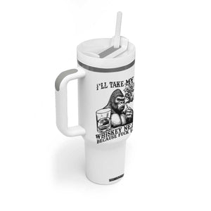 I'll Take My Whiskey Neat Because F Ice Tumbler With Handle Smoking and Drinking Bigfoot Subtle Political Resistance TS02 Print Your Wear