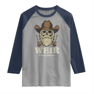 Weir Everywhere Western Skull Guitarist Raglan Shirt Legendary Musician Memorial Retro Tribute for Fans TS02 Sport Gray Navy Print Your Wear