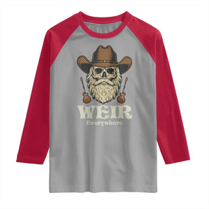 Weir Everywhere Western Skull Guitarist Raglan Shirt Legendary Musician Memorial Retro Tribute for Fans TS02 Sport Gray Red Print Your Wear