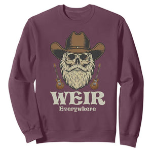 Weir Everywhere Western Skull Guitarist Sweatshirt Legendary Musician Memorial Retro Tribute for Fans TS02 Maroon Print Your Wear