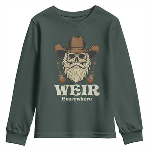 Weir Everywhere Western Skull Guitarist Youth Sweatshirt Legendary Musician Memorial Retro Tribute for Fans TS02 Dark Forest Green Print Your Wear