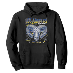 Cool Blue and Gold Ram Head Bighorn Sheep Graphic Hoodie Est 1936 Los Angeles Lover TS02 Black Print Your Wear