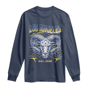 Cool Blue and Gold Ram Head Bighorn Sheep Graphic Long Sleeve Shirt Est 1936 Los Angeles Lover TS02 Navy Print Your Wear