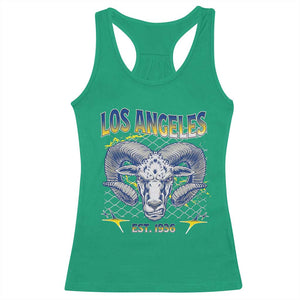 Cool Blue and Gold Ram Head Bighorn Sheep Graphic Racerback Tank Top Est 1936 Los Angeles Lover TS02 Irish Green Print Your Wear