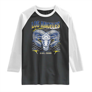 Cool Blue and Gold Ram Head Bighorn Sheep Graphic Raglan Shirt Est 1936 Los Angeles Lover TS02 Black White Print Your Wear