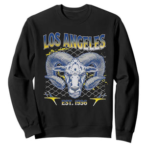 Cool Blue and Gold Ram Head Bighorn Sheep Graphic Sweatshirt Est 1936 Los Angeles Lover TS02 Black Print Your Wear