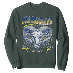 Cool Blue and Gold Ram Head Bighorn Sheep Graphic Sweatshirt Est 1936 Los Angeles Lover TS02 Dark Forest Green Print Your Wear