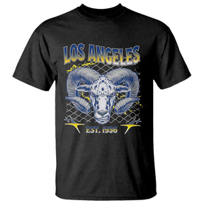 Cool Blue and Gold Ram Head Bighorn Sheep Graphic T Shirt Est 1936 Los Angeles Lover TS02 Black Print Your Wear