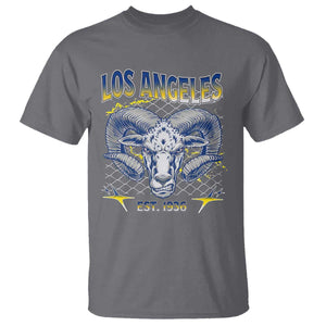 Cool Blue and Gold Ram Head Bighorn Sheep Graphic T Shirt Est 1936 Los Angeles Lover TS02 Charcoal Print Your Wear