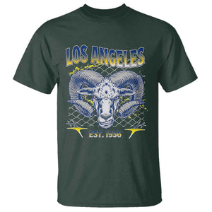 Cool Blue and Gold Ram Head Bighorn Sheep Graphic T Shirt Est 1936 Los Angeles Lover TS02 Dark Forest Green Print Your Wear