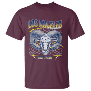 Cool Blue and Gold Ram Head Bighorn Sheep Graphic T Shirt Est 1936 Los Angeles Lover TS02 Maroon Print Your Wear