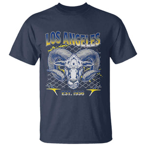 Cool Blue and Gold Ram Head Bighorn Sheep Graphic T Shirt Est 1936 Los Angeles Lover TS02 Navy Print Your Wear