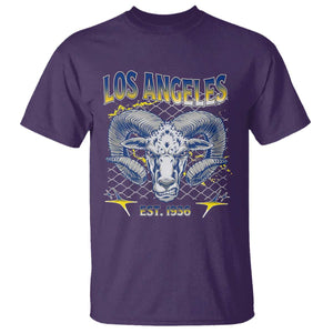 Cool Blue and Gold Ram Head Bighorn Sheep Graphic T Shirt Est 1936 Los Angeles Lover TS02 Purple Print Your Wear