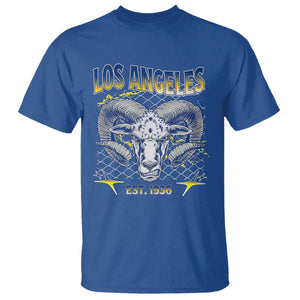 Cool Blue and Gold Ram Head Bighorn Sheep Graphic T Shirt Est 1936 Los Angeles Lover TS02 Royal Blue Print Your Wear