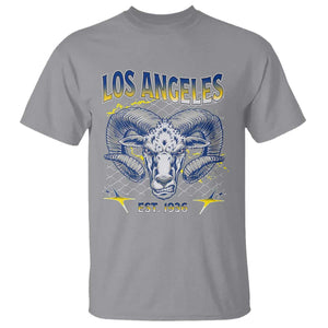 Cool Blue and Gold Ram Head Bighorn Sheep Graphic T Shirt Est 1936 Los Angeles Lover TS02 Sport Gray Print Your Wear