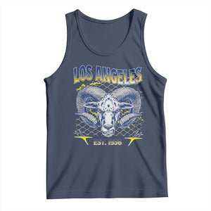 Cool Blue and Gold Ram Head Bighorn Sheep Graphic Tank Top Est 1936 Los Angeles Lover TS02 Navy Print Your Wear
