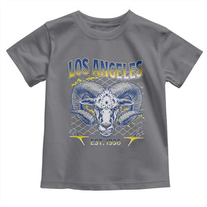 Cool Blue and Gold Ram Head Bighorn Sheep Graphic Toddler T Shirt Est 1936 Los Angeles Lover TS02 Charcoal Print Your Wear