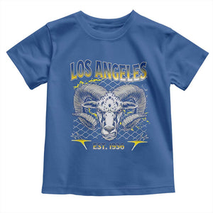 Cool Blue and Gold Ram Head Bighorn Sheep Graphic Toddler T Shirt Est 1936 Los Angeles Lover TS02 Royal Blue Print Your Wear
