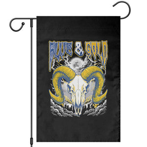 Blue and Gold Lightning Ram Skull Bighorn Sheep Graphic Garden Flag Electric City Pride TS02 Black Print Your Wear
