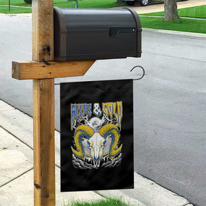 Blue and Gold Lightning Ram Skull Bighorn Sheep Graphic Garden Flag Electric City Pride TS02 Print Your Wear