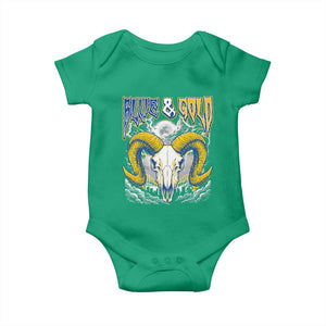 Blue and Gold Lightning Ram Skull Bighorn Sheep Graphic Baby Onesie Electric City Pride TS02 Irish Green Print Your Wear