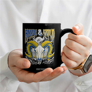 Blue and Gold Lightning Ram Skull Bighorn Sheep Graphic Coffee Mug Electric City Pride TS02 Print Your Wear