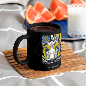 Blue and Gold Lightning Ram Skull Bighorn Sheep Graphic Coffee Mug Electric City Pride TS02 Print Your Wear