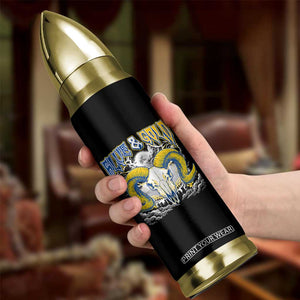 Blue and Gold Lightning Ram Skull Bighorn Sheep Graphic Bullet Tumbler Electric City Pride TS02 Print Your Wear