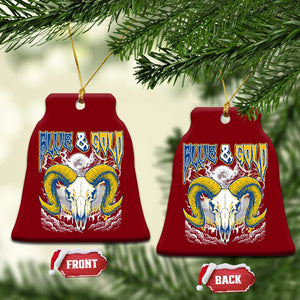 Blue and Gold Lightning Ram Skull Bighorn Sheep Graphic Ceramic Ornament Electric City Pride TS02 Print Your Wear