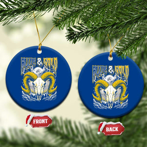 Blue and Gold Lightning Ram Skull Bighorn Sheep Graphic Ceramic Ornament Electric City Pride TS02 1pc Blue Print Your Wear