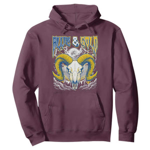 Blue and Gold Lightning Ram Skull Bighorn Sheep Graphic Hoodie Electric City Pride TS02 Maroon Print Your Wear