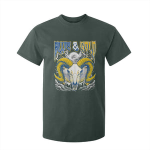 Blue and Gold Lightning Ram Skull Bighorn Sheep Graphic T Shirt For Kid Electric City Pride TS02 Dark Forest Green Print Your Wear
