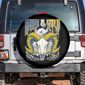 Blue and Gold Lightning Ram Skull Bighorn Sheep Graphic Spare Tire Cover Electric City Pride TS02 No hole Black Print Your Wear