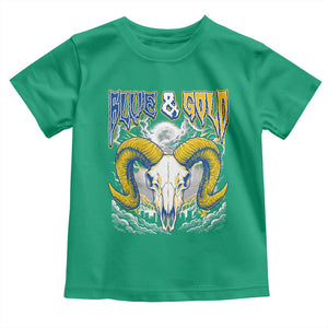 Blue and Gold Lightning Ram Skull Bighorn Sheep Graphic Toddler T Shirt Electric City Pride TS02 Irish Green Print Your Wear