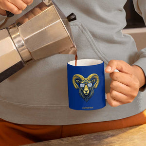 Cool Ram Game Day Bighorn Sheep Graphic Coffee Mug Bold Blue and Gold Fan TS02 Print Your Wear